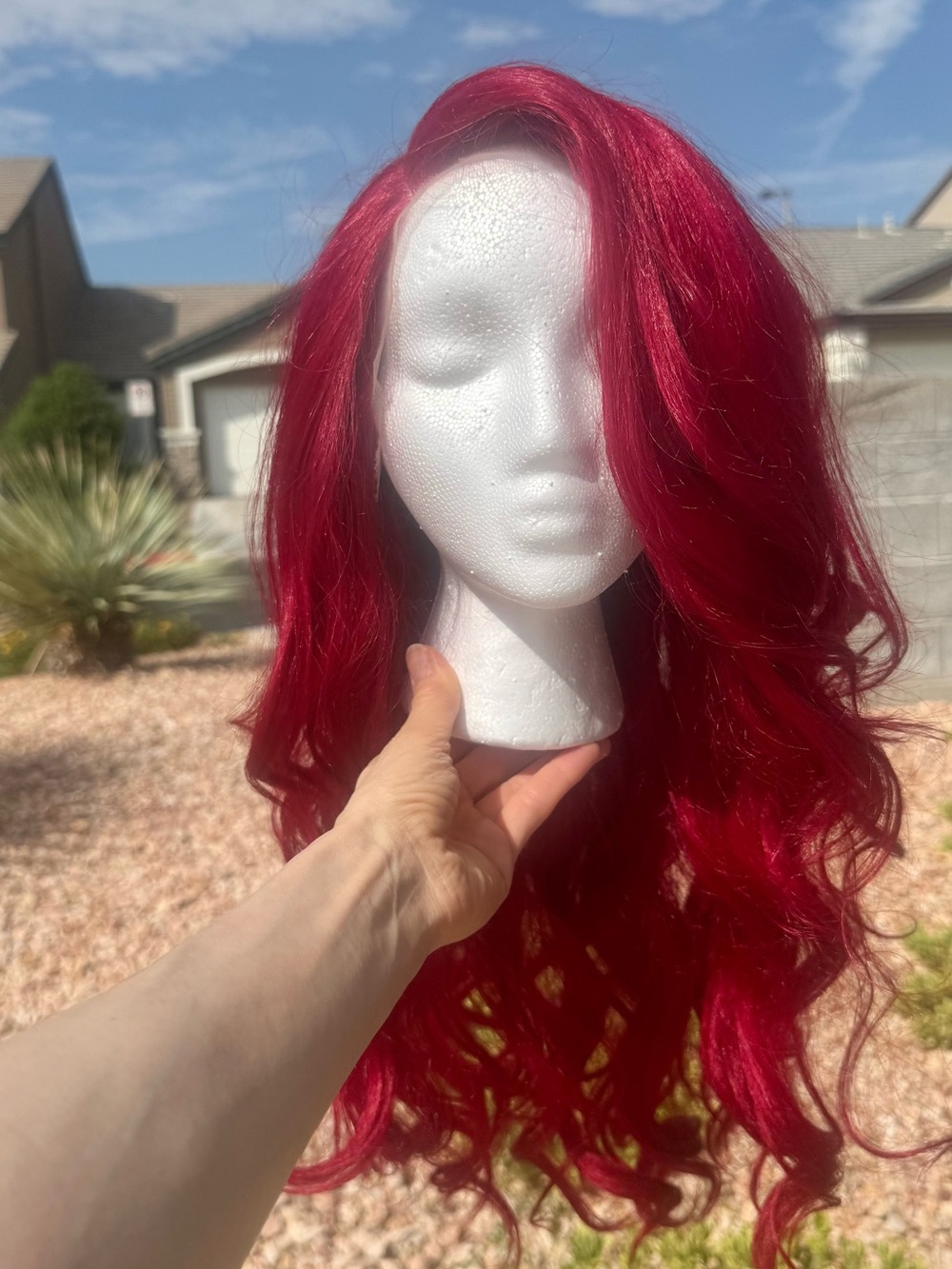 Jessica Rabbit Lace Front Red Long Wavy Women's Synthetic Wig - Picture 11 of 15